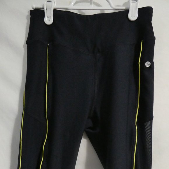 X BY GOTTEX xs, extra small navy leggings with neon stripe & sheer sides, BNWOT - Picture 3 of 10